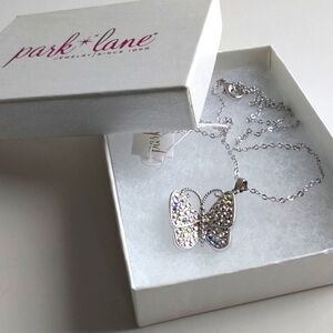 NWT with Box vintage Park Lane Necklace Butterfly Aurora Borealis Crystals